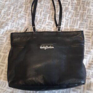 Vintage Harley-Davidson Genuine Leather Tote Bag Black Biker Purse Made In U.S.A